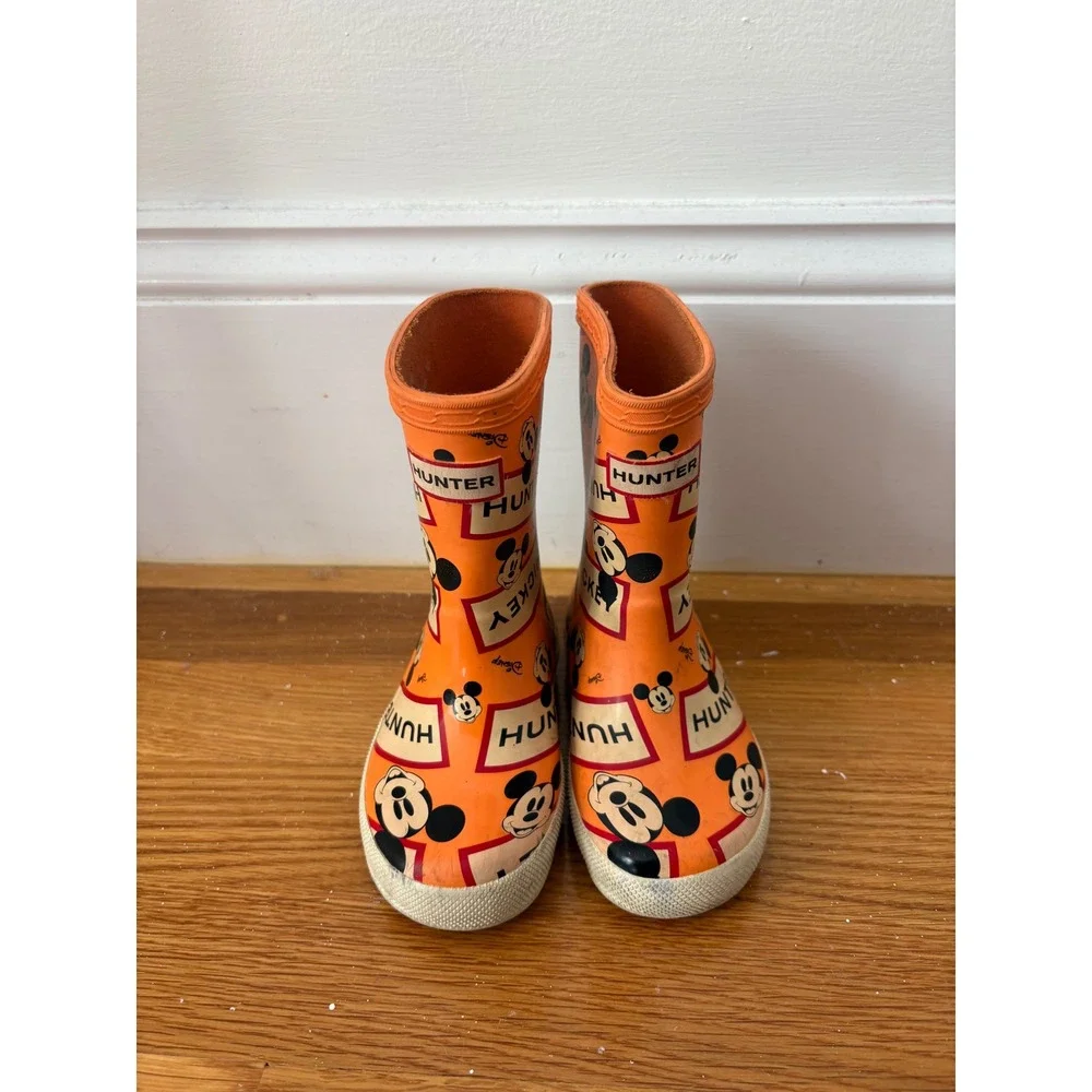 Hunter x Disney Mickey Mouse Toddler Rain Boots Orange Size 7B/8G EU 23